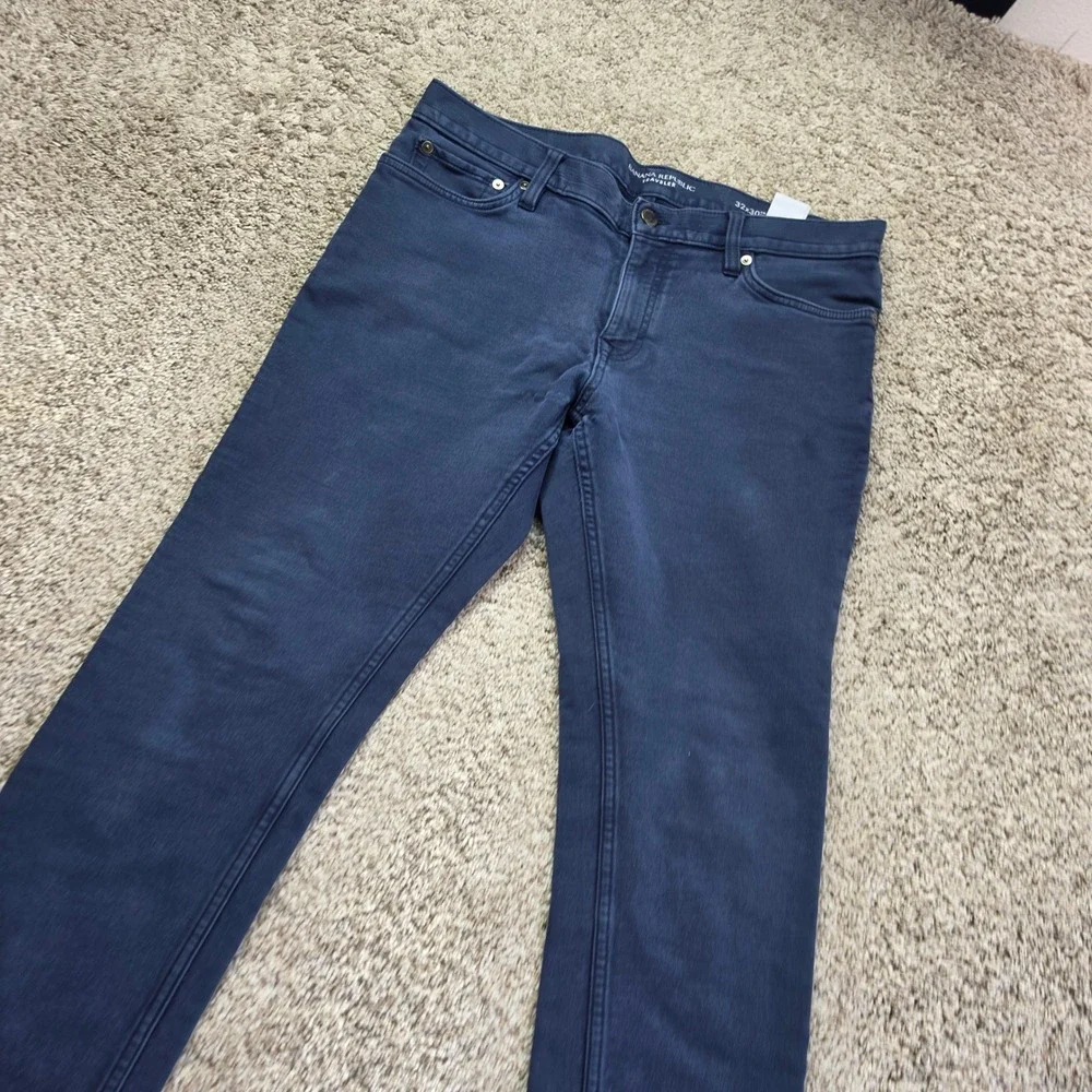 Banana Republic Traveler Skinny Pants Mens 32x30 Navy Blue Stretch Chino Jeans